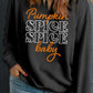 Black SPICE Pumpkin Baby Round Neck Plus Size Sweatshirt