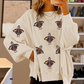 White Thanksgiving Turkey Waffle Oversized Knit Top