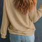 Apricot thankful Embroidered Crew Neck Plus Size Sweatshirt