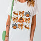 White Cute Bowknot Tanksgiving Graphic Crewneck T Shirt