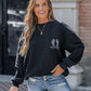 Rhinestone Letter Wings Pattern Crewneck Drop Shoulder Sweatshirt