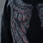 Rhinestone Letter Wings Pattern Crewneck Drop Shoulder Sweatshirt