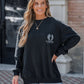 Rhinestone Letter Wings Pattern Crewneck Drop Shoulder Sweatshirt