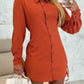 Side Drawstring Buttoned Roll Up Sleeve Shirt Dress