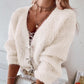 Fuzzy Bowknot Pattern Knit Cardigan