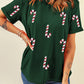 Green Christmas Candy Cane Graphic Casual T Shirt