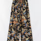 Multicolour Floral Shirred High Waist Wide Leg Pants with Tie