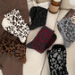 Chestnut Leopard Print Ribbed Crew Socks