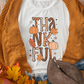 White THANKFUL Pumpkin Leaves Graphic Crewneck Thanksgiving T Shirt