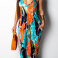 Leaf Print Pocket Design Maxi Dress