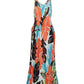 Leaf Print Pocket Design Maxi Dress