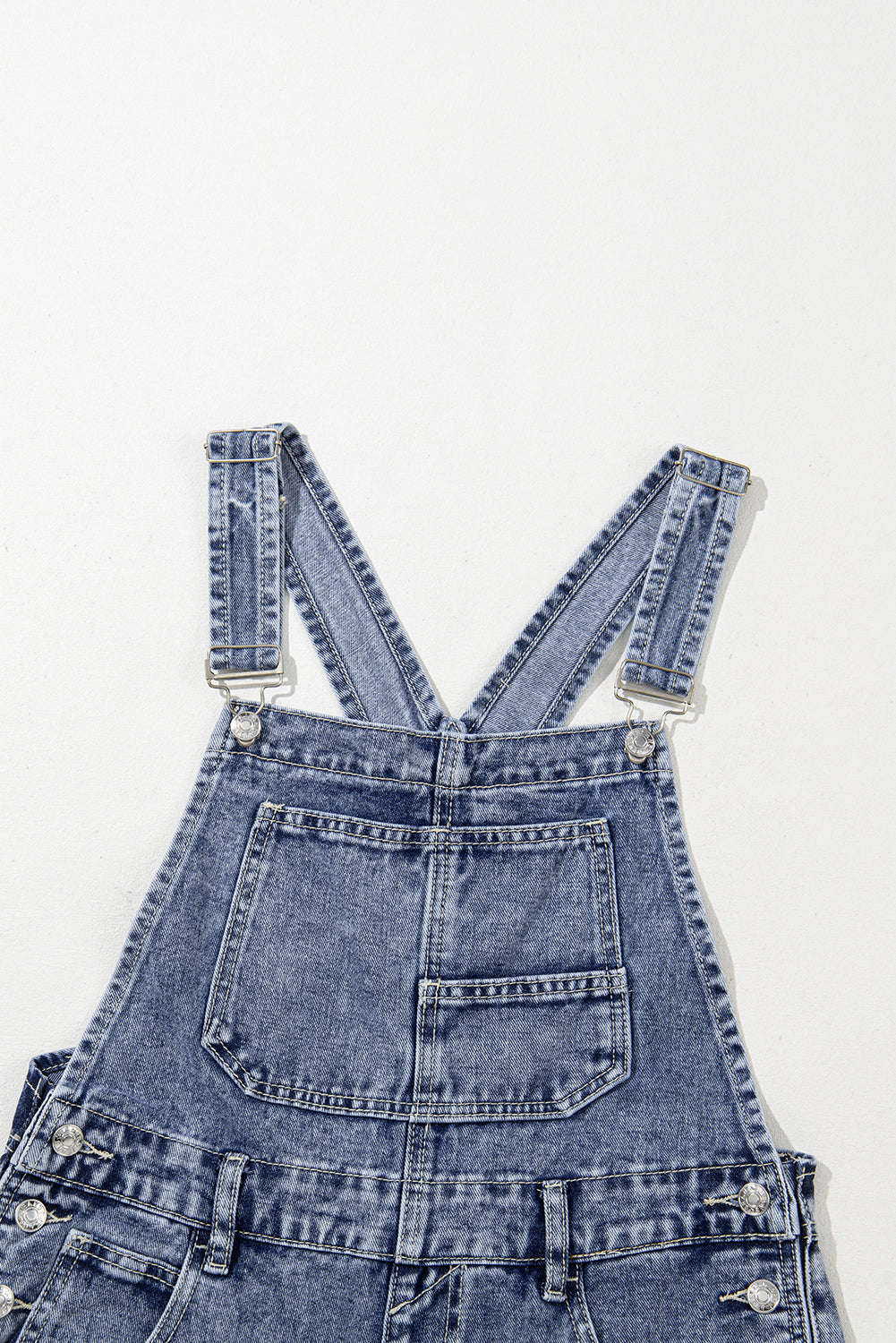 Sail Blue Denim Bib Straight Leg Jumpsuit with Pockets