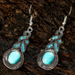 Silvery Western Turquoise Rhinestone Inlay Dangle Earrings