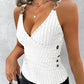 Chain Decor Buttoned Ribbed Tank Top