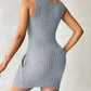 Buttoned Pocket Design Ribbed Bodycon Dress