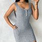 Buttoned Pocket Design Ribbed Bodycon Dress