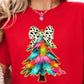 Red Bow Decor Christmas Tree Graphic Holiday T Shirt