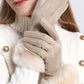 Parchment Rhombus Texture Plush Cuff Gloves