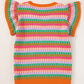 Orange Multi Flutter Sleeve Knitted Sweater Top