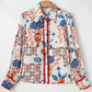 Multicolour Western Printed Ric Rac Bishop Sleeve Button Up Shirt