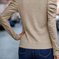 Khaki Buttoned Puff Long Sleeve Sheath Top