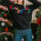 Black Holly Jolly Round Neck Casual Sweater