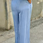 Beau Blue Casual Wide Slit Leg High Waist Loose Plus Size Jeans