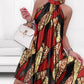 Floral Leopard Print Halter Sleeveless Ruched Cold Shoulder A Line Dress Vacation Dress