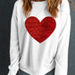 Beige Glitter Valentine Heart Shape Graphic Sweatshirt