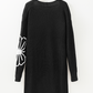 Black Flower Embroidered Drop Shoulder Open Front Duster Cardigan