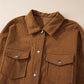 Brown Textured Flap Pocket Drop Shoulder Shacket