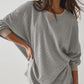 Gray Thermal Pullover Loose Sweatshirt