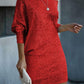 Slash Neck Batwing Sleeve Allover Sequins Dress