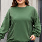 Blackish Green Loose Patchwork Crewneck Plus Size Sweatshirt