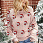 Light Pink Cheer for Christmas Round Neck Casual Sweater