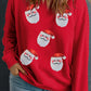 Racing Red Santa Claus Graphic Drop Shoulder Plus Size Christmas Sweatshirt