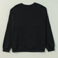 Black Solid Crew Neck Drop Shoulder Plus Size Sweatshirt