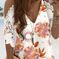 Floral Print Cold Shoulder Deep V Crochet Lace Mini Dress Casual Dress