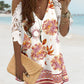 Floral Print Cold Shoulder Deep V Crochet Lace Mini Dress Casual Dress