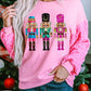 Pink Nutcracker Graphic Christmas Sequin Sleeve Drop Shoulder Top