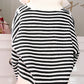 Black Stripe Zip up Collar Drop Shoulder Sweater