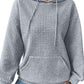 Gray Quilted Kangaroo Pocket Drawstring Hoodie