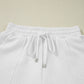 White Textured Half Zip Tank Top Drawstring Shorts Set