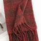 Red Dahlia Plaid Tassel Edge Warm Scarf