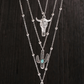 Silvery Western Steer Cactus Pendant Adjustable Multi Layer Necklace