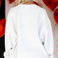 White Valentines XOXO Checkered Heart Printed Baggy Corded Sweatshirt