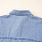 Dusk Blue Short Sleeve Pocketed Button up Denim Tunic Dress