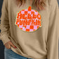 Apricot Plus Hello Pumpkin Pattern Drop Shoulder Halloween Sweatshirt