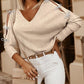 V Neck Batwing Sleeve Pullover Top Rhinestone Bowknot Decor Hollow Out Tee