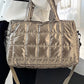 Gold Large Capacity Quilted Puffer Tote Bag